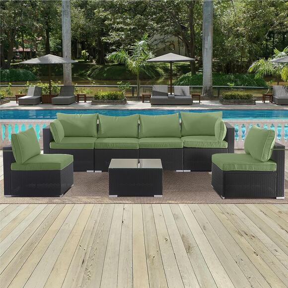 14-Piece Patio Cushion Outdoor Covers with Zipper - for 7 Pieces 6 Seater Sofa - Picture 5 of 8